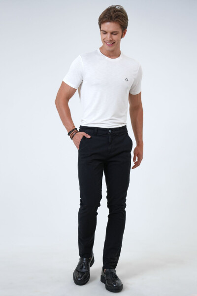 Black Slim Fit Cotton Reinforced Chino Pants - 1