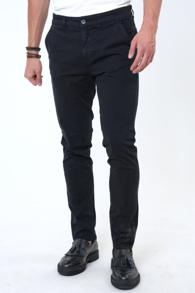 Black Slim Fit Cotton Reinforced Chino Pants - 2