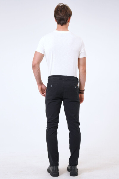 Black Slim Fit Cotton Reinforced Chino Pants - 5