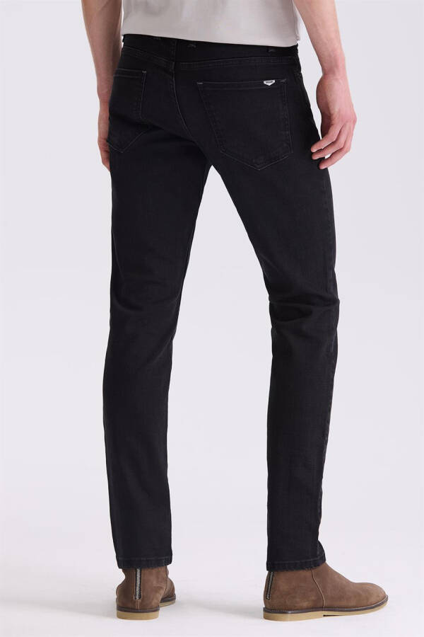 Black Slim Fit Cotton Vintage Wash Jean Pants - 4