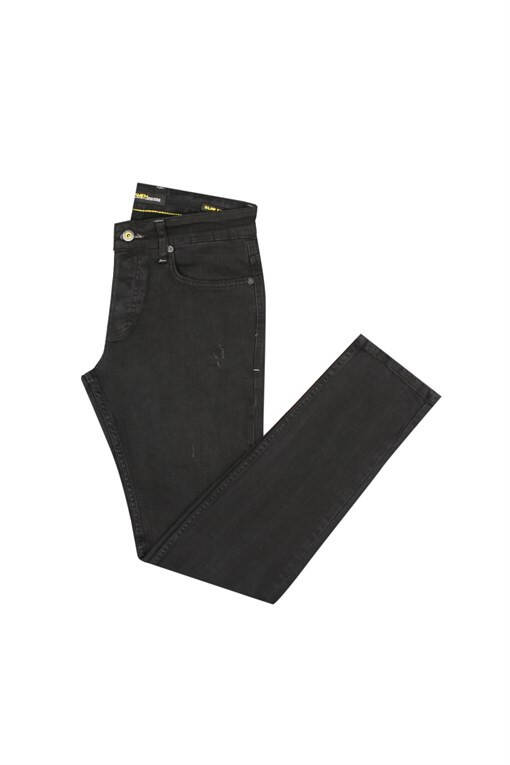 Black Slim Fit Cotton Vintage Wash Jean Pants - 5