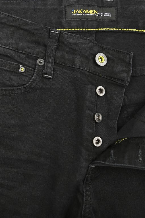 Black Slim Fit Cotton Vintage Wash Jean Pants - 6