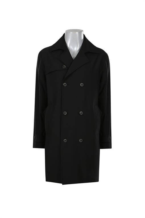 Black Slim Fit Crossover Summer Trench Coat - 13