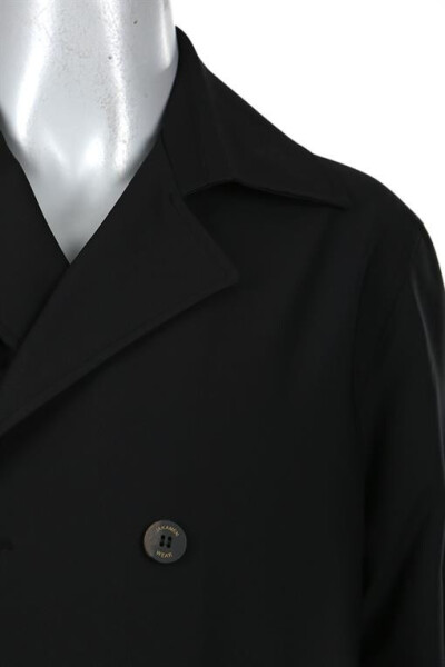 Black Slim Fit Crossover Summer Trench Coat - 14