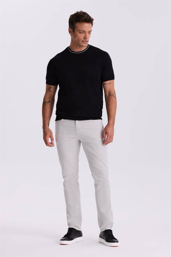 Black Slim Fit Knit Polo T-Shirt - 1