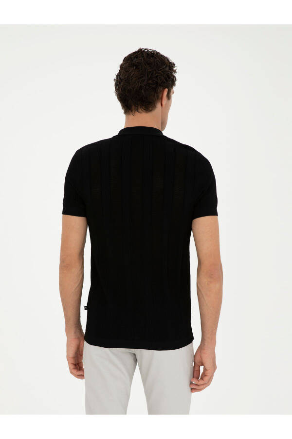 Black Slim Fit Short Sleeve Knit Cardigan - 5