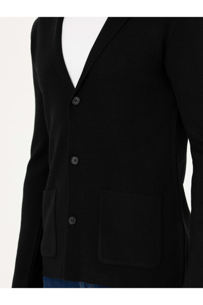 Black Slim Fit V-Neck Knit Cardigan - 7