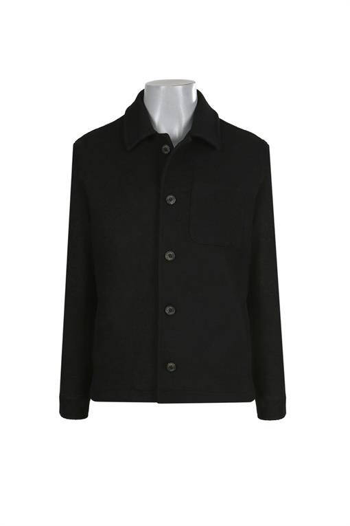 Black Slim Fit Wool Peacoat with Berberi Collar - 9