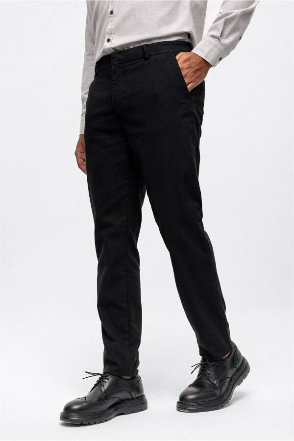 Black Smart Fit Cotton Chino Pants with Elastic Waistband - 5