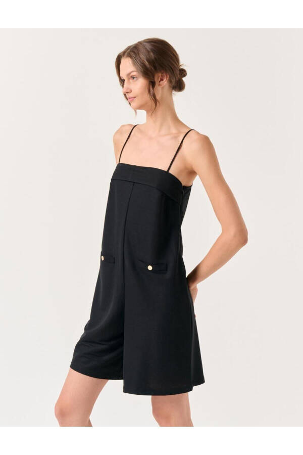 Black Strapless Plain Neck Short Jumpsuit - 18