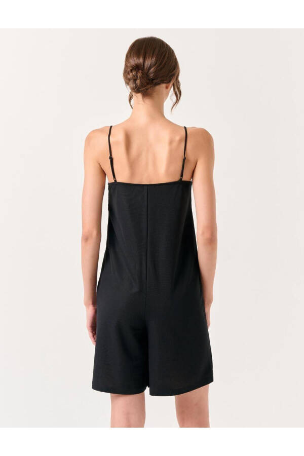 Black Strapless Plain Neck Short Jumpsuit - 21