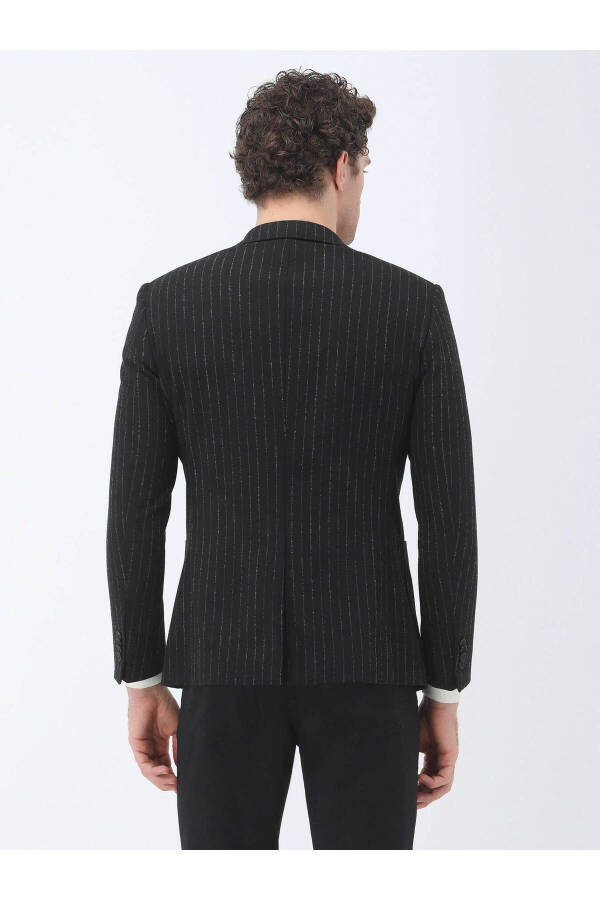 Black Striped Modern Fit Jacket - 6