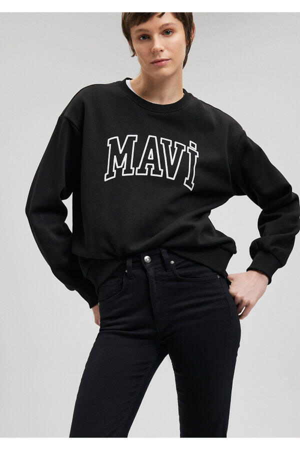 Black Sweatshirt with Logo Print 1611192-900 - 8