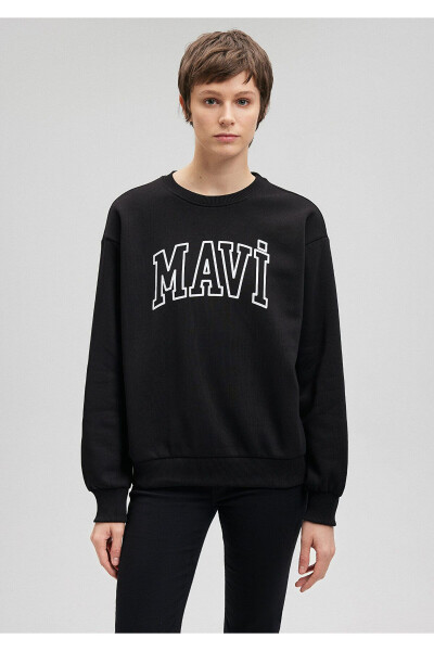 Black Sweatshirt with Logo Print 1611192-900 - 9