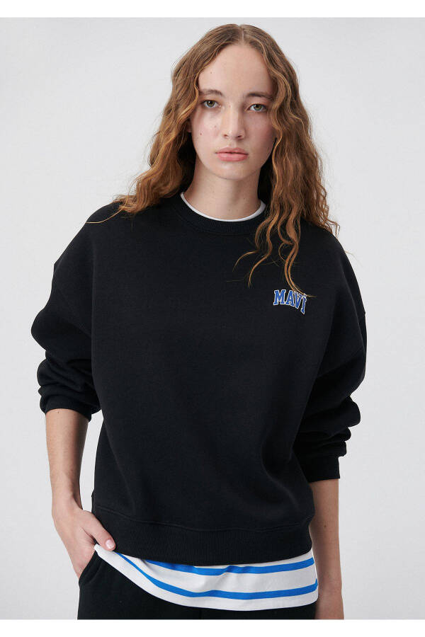 Black Sweatshirt with Logo Print 1611600-900 - 26