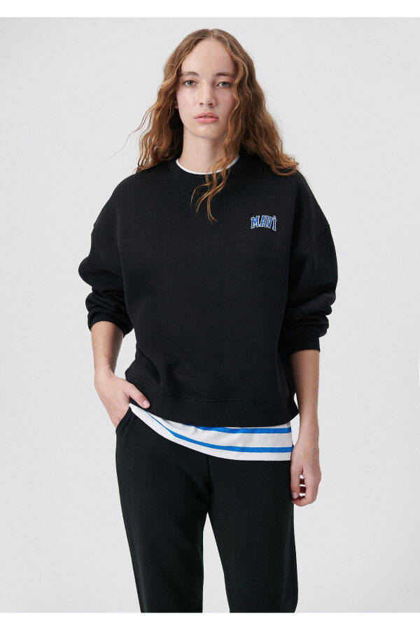 Black Sweatshirt with Logo Print 1611600-900 - 27