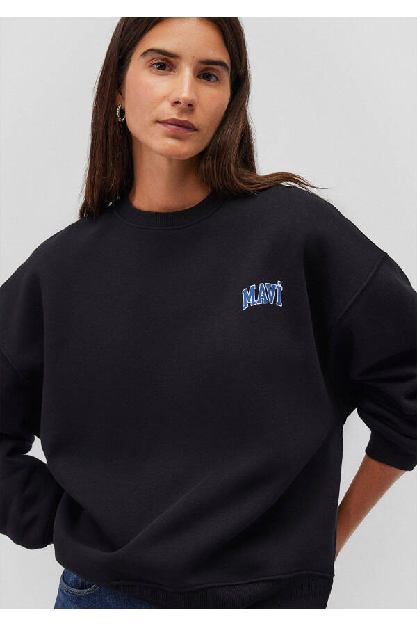 Black Sweatshirt with Logo Print 1611600-900 - 1