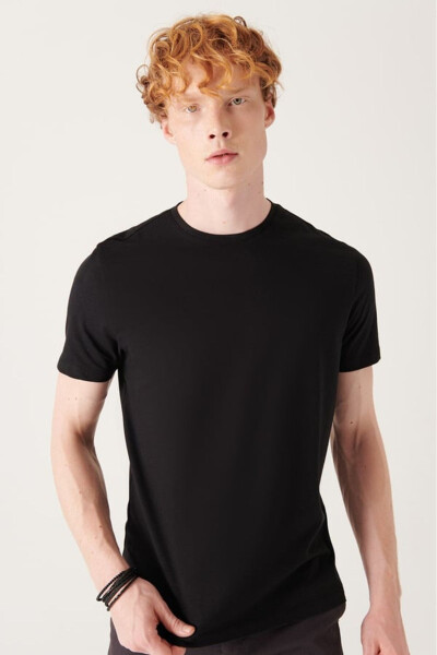 Black T-Shirt 100% Cotton Breathable Round Neck Regular Fit - 2