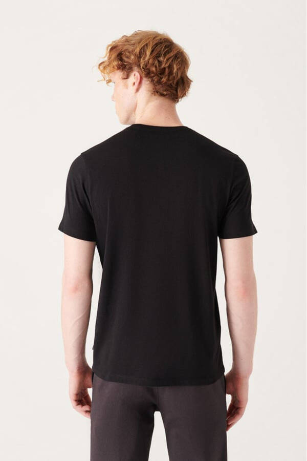 Black T-Shirt 100% Cotton Breathable Round Neck Regular Fit - 3