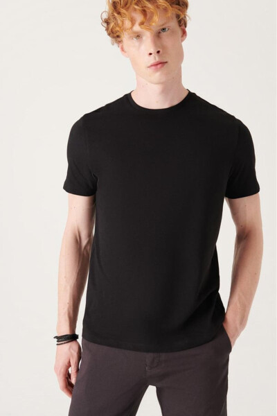 Black T-Shirt 100% Cotton Breathable Round Neck Regular Fit - 5