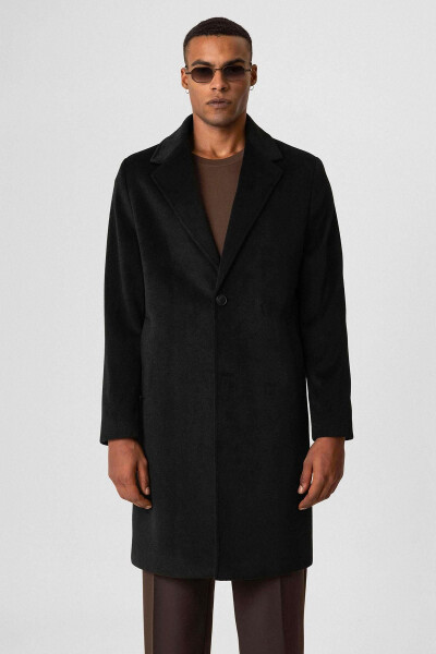 Black textured men's coat - 1