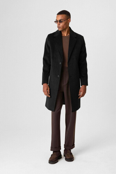 Black textured men's coat - 3