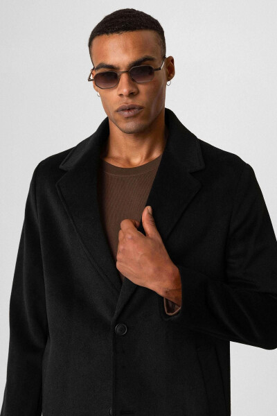 Black textured men's coat - 4