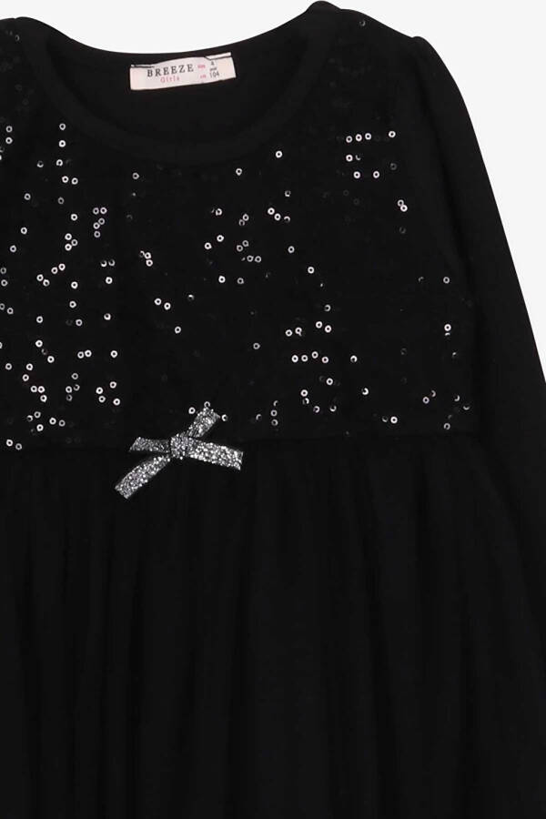 Black Tulle Dress with Sequins and Bow for Girls (4-6 Years) - 3