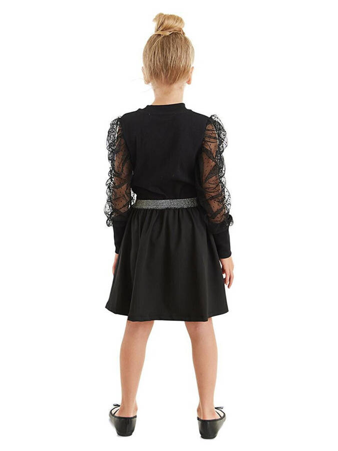 Black Tulle Girls Turtleneck Blouse Skirt Set - 2