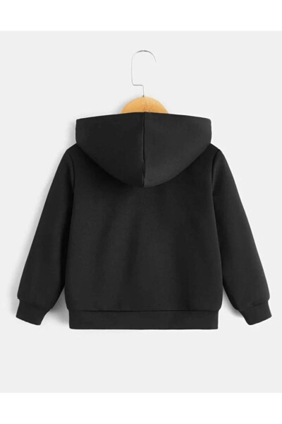 Black Unisex Kids Plain Cardigan - 2