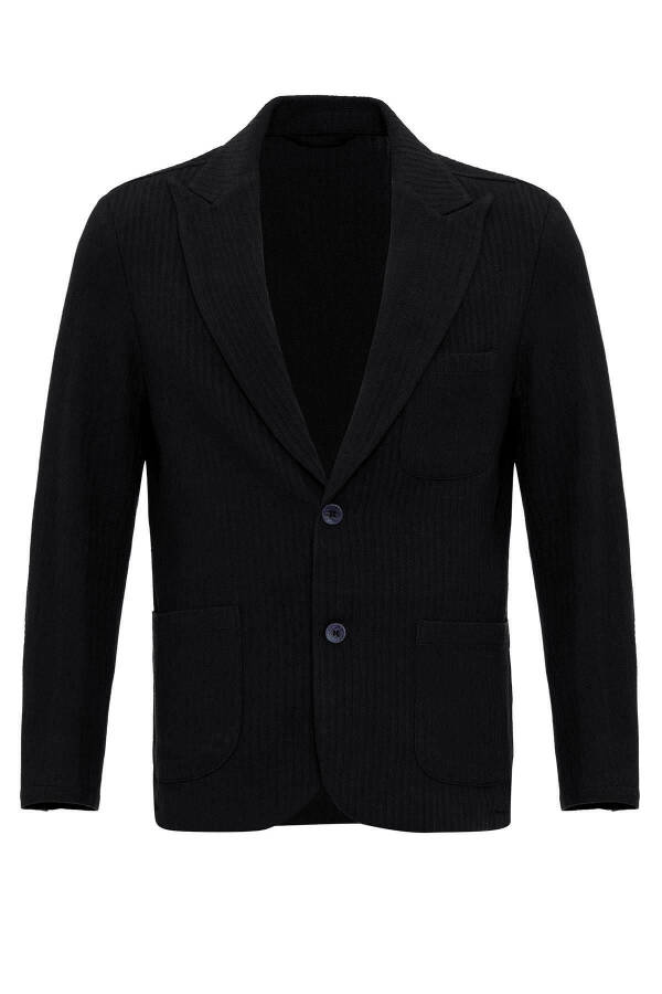 Black Unlined Men's Blazer Jacket with Patch Pockets - 21