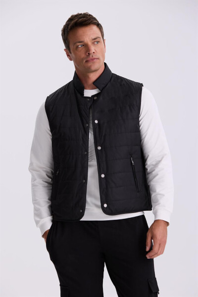 Black V-Neck Fiber Slim Fit Vest - 6