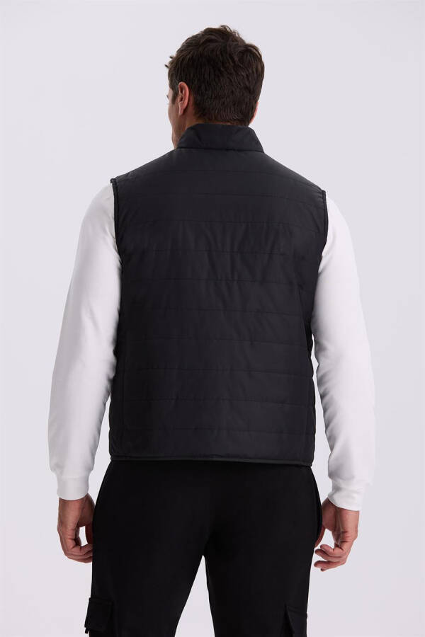 Black V-Neck Fiber Slim Fit Vest - 8