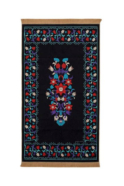 Black Velvet Carpet Prayer Mat - 1