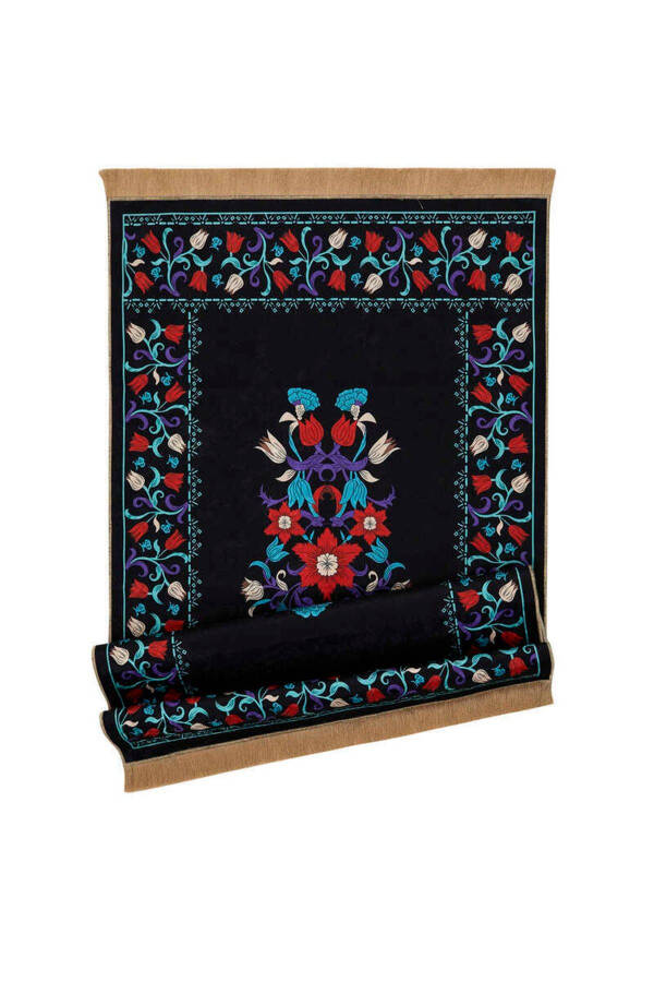 Black Velvet Carpet Prayer Mat - 4