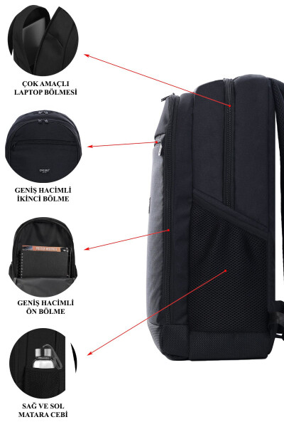 Black Waterproof 3 Compartment Daily Backpack - 3