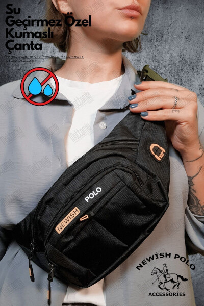 Black Waterproof Earphone USB Output Shoulder And Waist Bag Daily Crossbody Freebag - 9