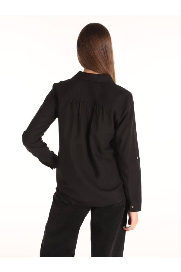 Black women's blouse, U-neck, Cl1058747 - 2