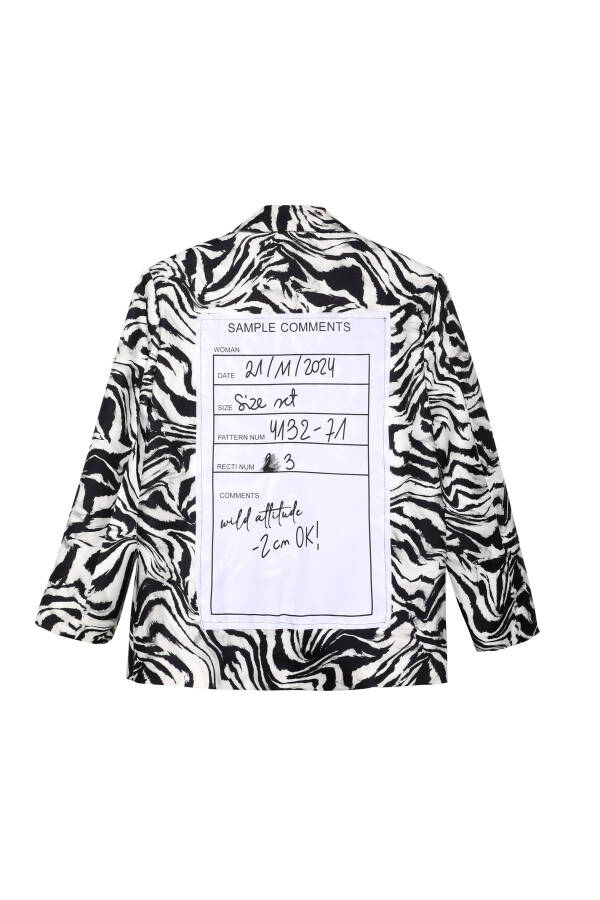 Black Zebra Print Oversized Blazer Jacket - 7