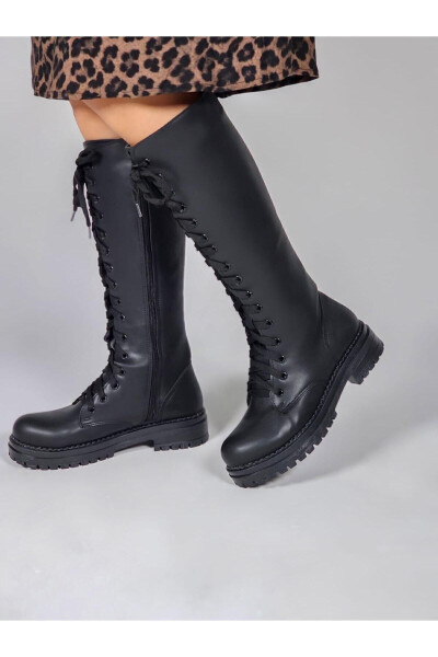 Black, zippered, long boots. - 3