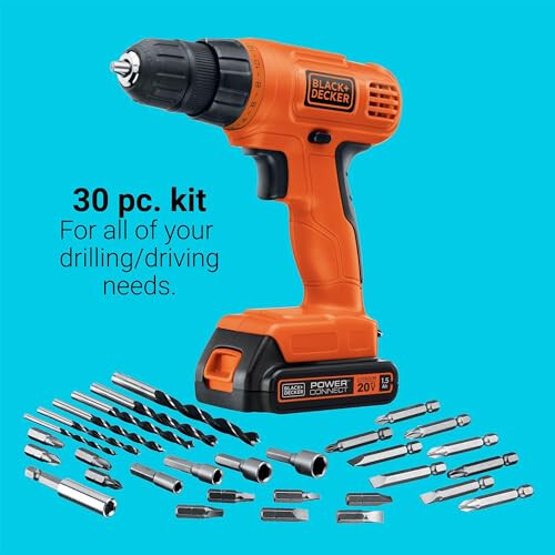 BLACK+DECKER 20V MAX POWERCONNECT Cordless Drill/Driver + 30 Piece Bits and Drivers Kit (LD120VA) - 19