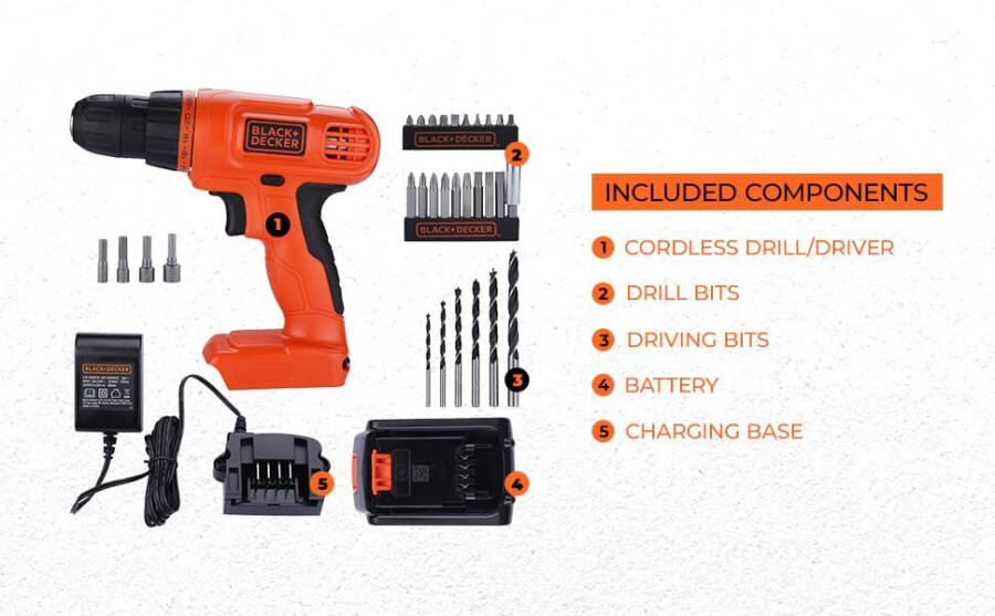 BLACK+DECKER 20V MAX POWERCONNECT Cordless Drill/Driver + 30 Piece Bits and Drivers Kit (LD120VA) - 10