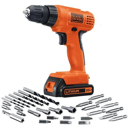 BLACK+DECKER 20V MAX POWERCONNECT Kablosuz Matkap/Tornavida + 30 Parça Uç ve Sürücü Seti (LD120VA) - 1