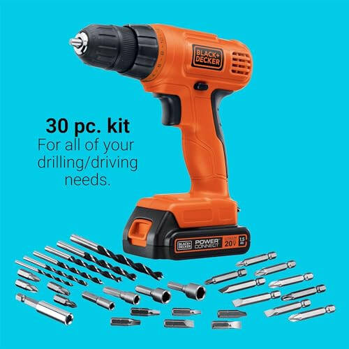 BLACK+DECKER 20V MAX POWERCONNECT Kablosuz Matkap/Tornavida + 30 Parça Uç ve Sürücü Seti (LD120VA) - 3