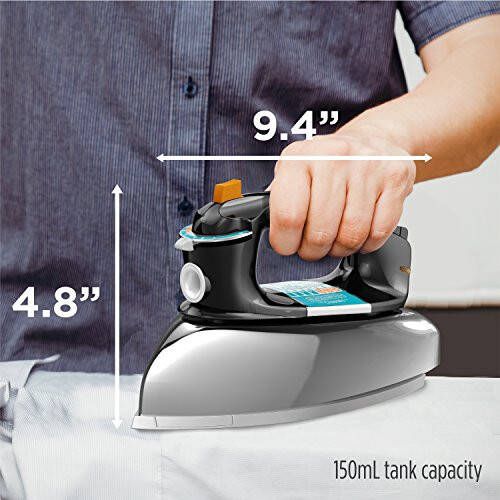 BLACK+DECKER Klasik Ütü, Alüminyum Taban, Buharlı veya Kuru Ütüleme, 7 Sıcaklık Ayarı, Damlama Önleyici, 1100 W, Siyah - 6