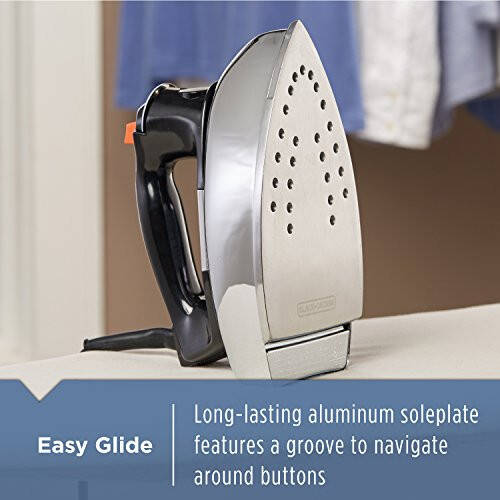 BLACK+DECKER The Classic Iron, Aluminum Soleplate, Steam or Dry Ironing, 7 Temperature Settings, Anti-Drip, 1100 W, Black - 5