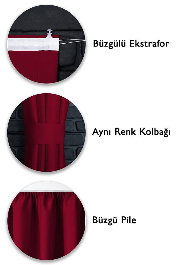 Blackout Lightproof Backdrop Curtain Burgundy Pileless Extra-Formed Dimming Sunshade V-09 - 10