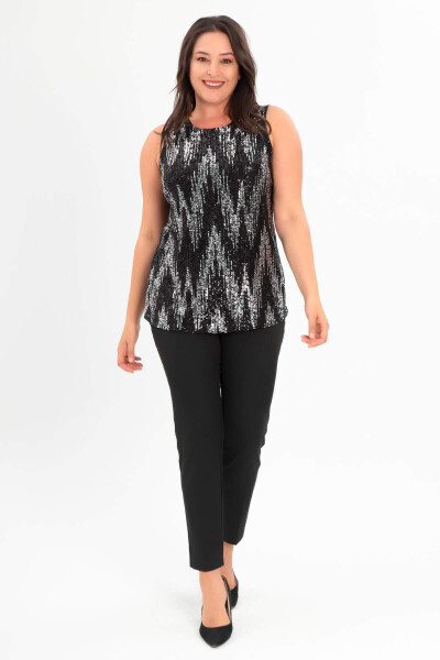 Black/silver sequin blouse - 2