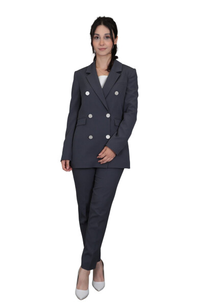 Blazer Ceket & Boru Paça Pantolon Takım - Füme - 16