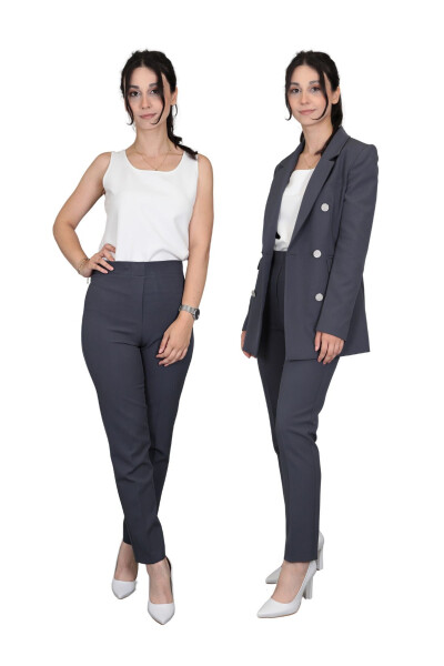 Blazer Ceket & Boru Paça Pantolon Takım - Füme - 19